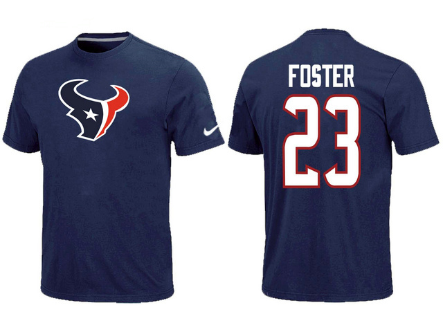 Nike Houston Texans 23 FOSTER Name & Number Blue T-Shirt
