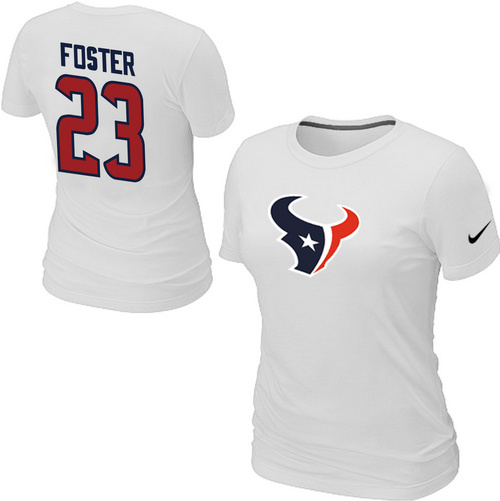 Nike Houston Texans 23 FOSTER Name & Number White Women's T-Shirt