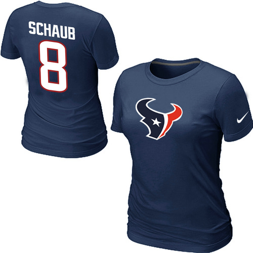 Nike Houston Texans 8 schaub Name & Number Blue Women's T-Shirt