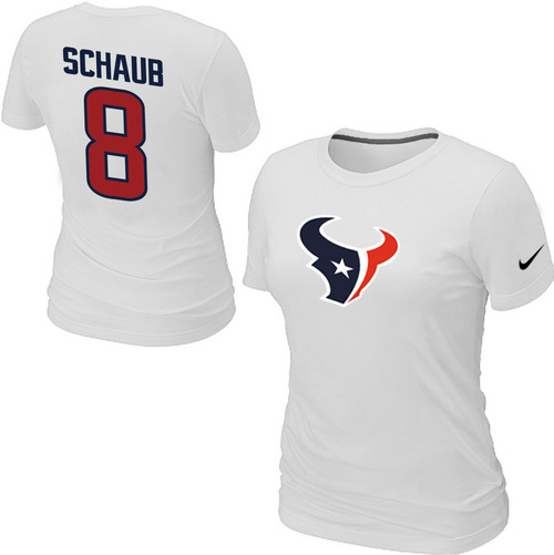 Nike Houston Texans 8 schaub Name & Number White Women's T-Shirt