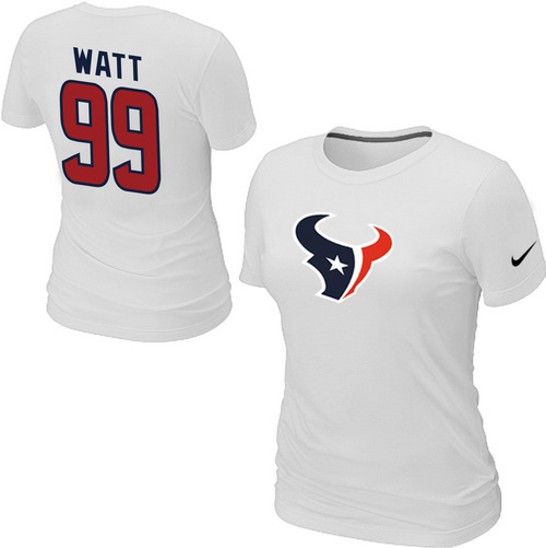 Nike Houston Texans 99 Watt Name & Number White Women's T-Shirt
