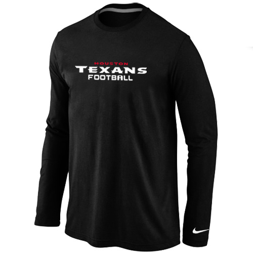Nike Houston Texans Authentic font Long Sleeve T-Shirt Black