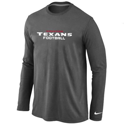 Nike Houston Texans Authentic font Long Sleeve T-Shirt D.Grey