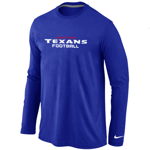 Nike Houston Texans Authentic font Long Sleeve T-Shirt blue