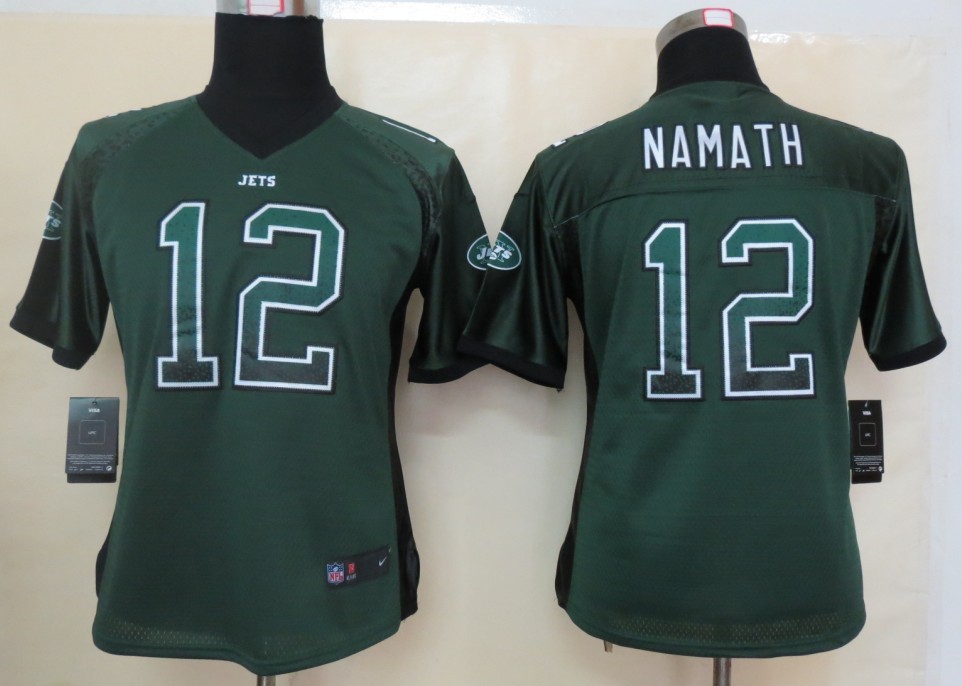 Nike Jets 12 Namath Green Women Elite Drift Jersey - Click Image to Close