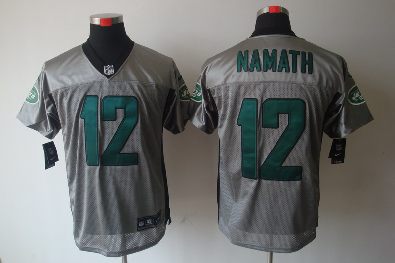 Nike Jets 12 Namath Grey Elite Jerseys