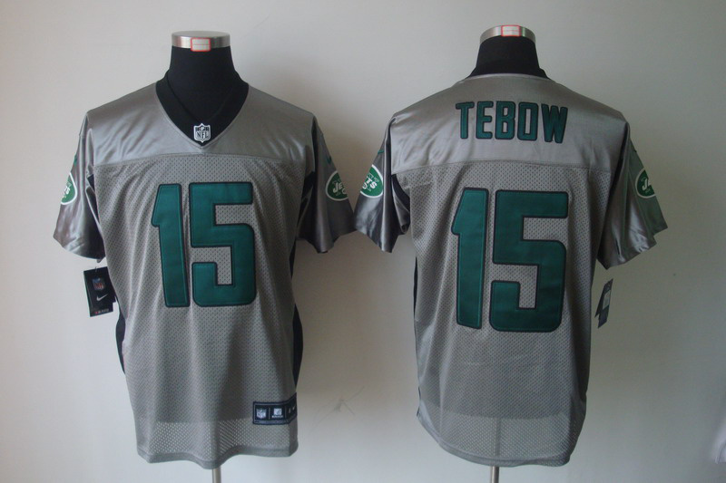 Nike Jets 15 Tebow Grey Shadow Elite Jerseys