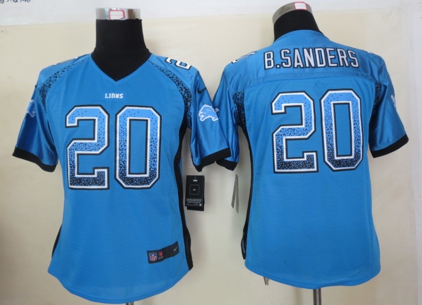 Nike Lions 20 B.Sanders Blue Women Elite Drift Jersey