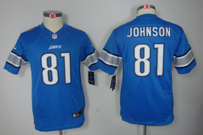 Nike Lions 81 Johnson Blue Kids Limited Jerseys