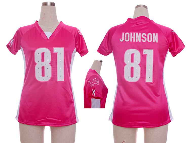 Nike Lions 81 Johnson Pink Women Draft Him II Top Jerseys