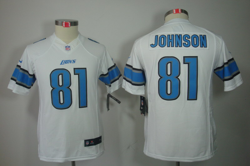 Nike Lions 81 Johnson White Kids Limited Jerseys