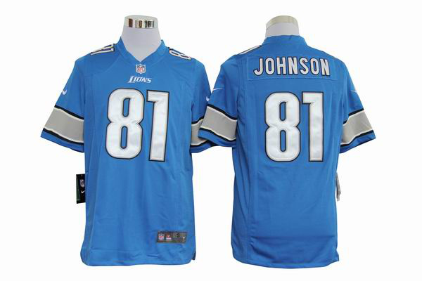 Nike Lions 81 Johnson blue Game Jerseys