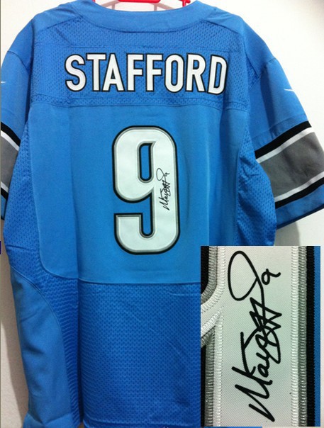 Nike Lions 9 Stafford Blue Signature Edition Jerseys - Click Image to Close