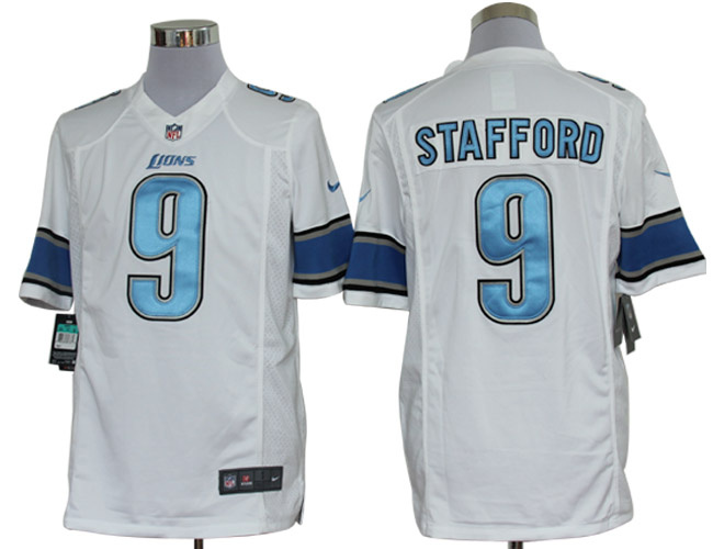 Nike Lions 9 Stafford White Limited Jerseys