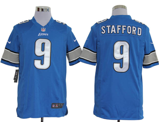 Nike Lions 9 Stafford blue Game Jerseys