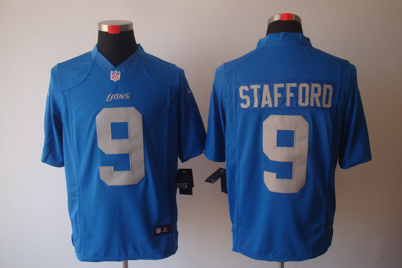 Nike Lions 9 Stafford lt Blue Limited Jerseys