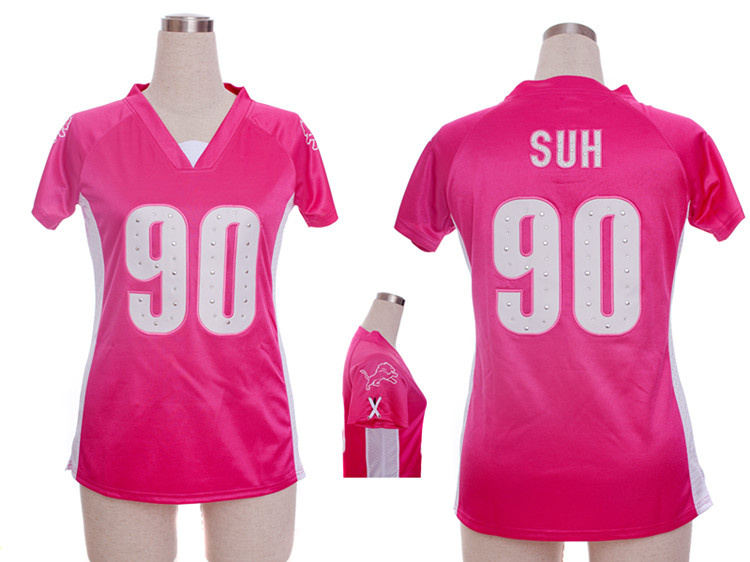 Nike Lions 90 Ndamukong Suh Pink Women Draft Him II Top Jerseys