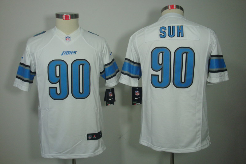 Nike Lions 90 Suh White Kids Limited Jerseys
