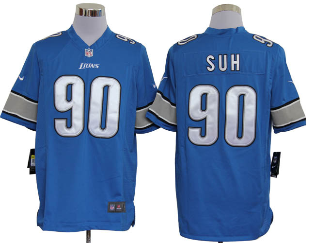 Nike Lions 90 Suh blue Game Jerseys