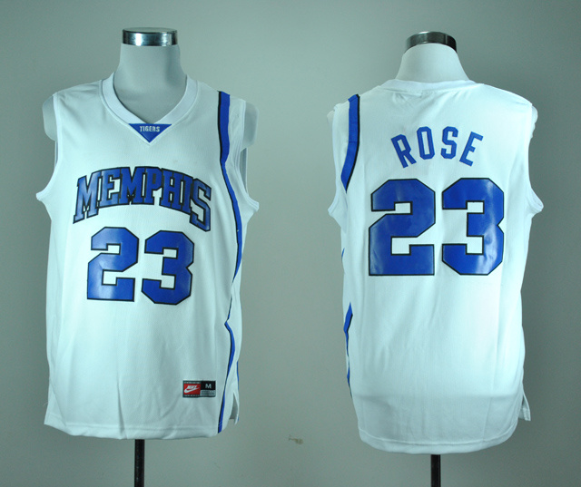 Nike Memphis Tigers Derrick Rose 23 White College Basketball Throwback Jersey