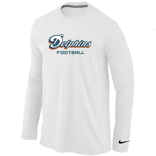 Nike Miami Dolphins Authentic font Long Sleeve T-ShirtWhite - Click Image to Close