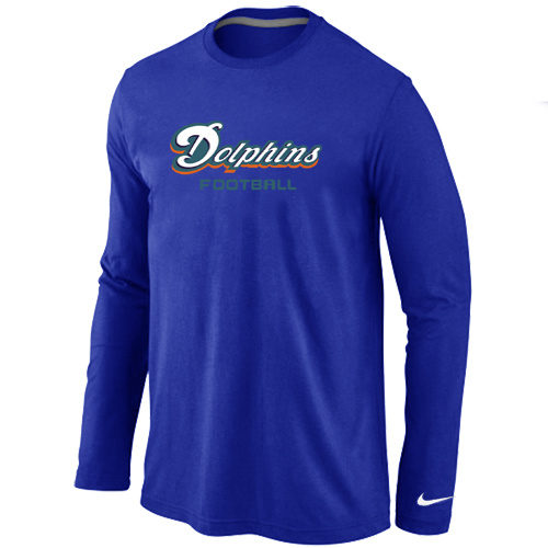 Nike Miami Dolphins Authentic font Long Sleeve T-Shirtblue