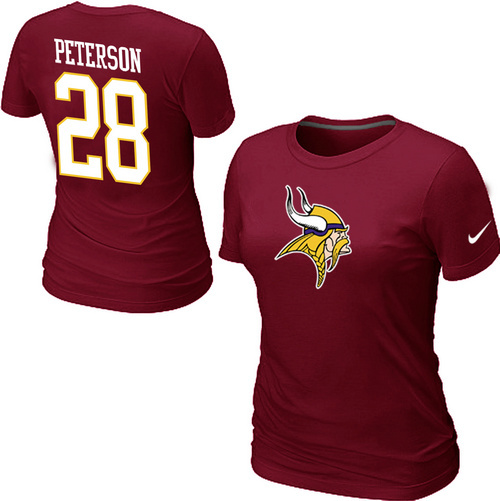 Nike Minnesota Vikings Adrian Peterson Name & Number Women's T-Shirt Red