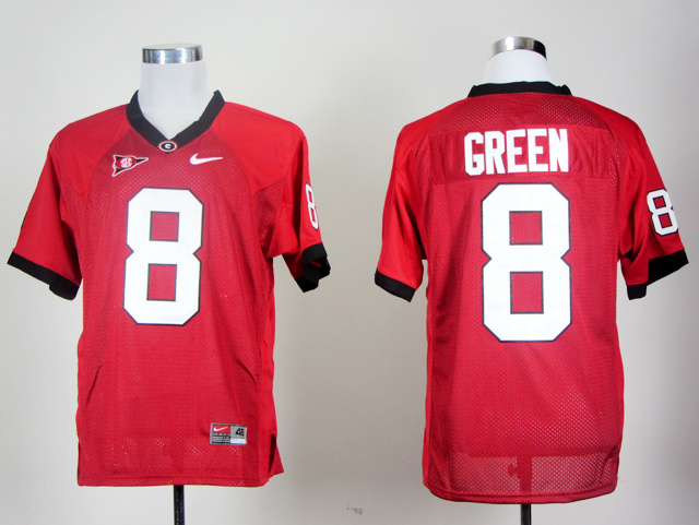 Nike NCAA Georgia Bulldogs GREEN 8 Red Men Jerseys