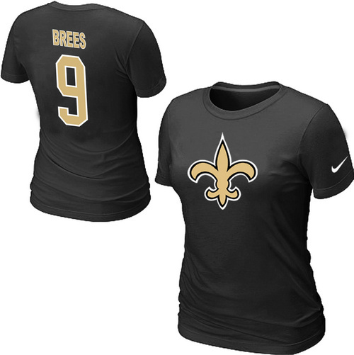 Nike New Orleans Saints Drew Brees Name & Number Women's T-Shirt Black