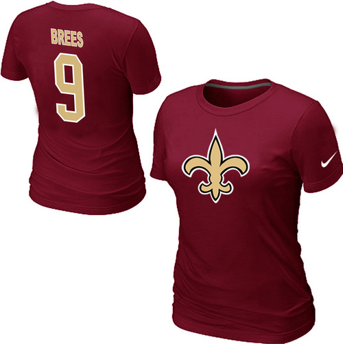 Nike New Orleans Saints Drew Brees Name & Number Women's T-Shirt Red
