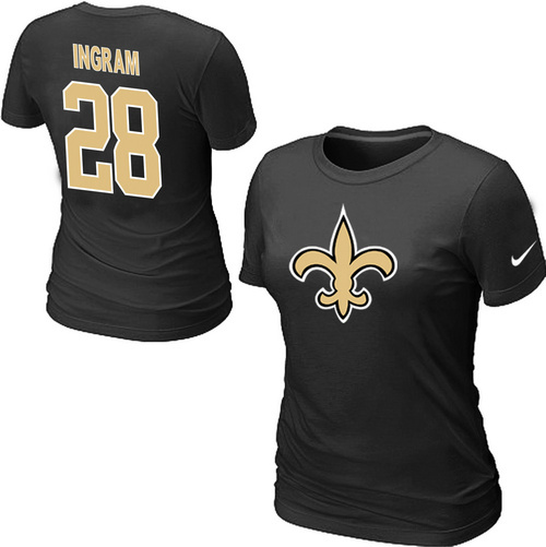 Nike New Orleans Saints Mark Ingram Name & Number Women's T-Shirt Black