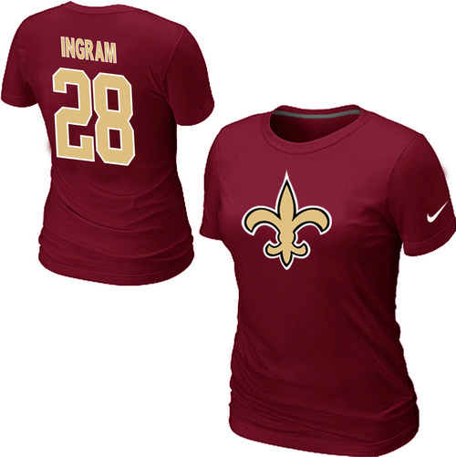Nike New Orleans Saints Mark Ingram Name & Number Women's T-Shirt Red