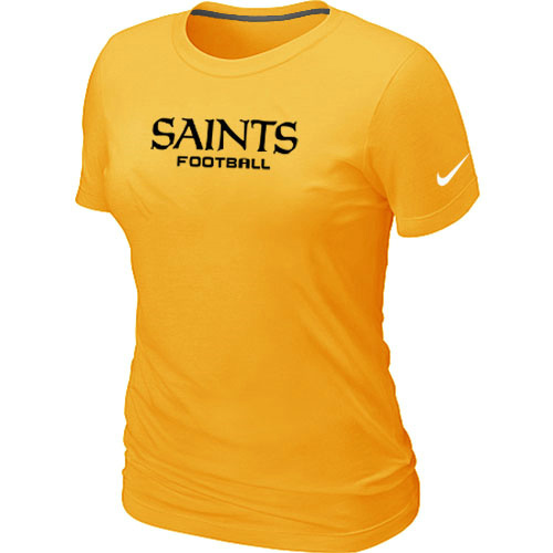 Nike New Orleans Saints Sideline Legend Authentic Font Women's T-Shirt Yellow - Click Image to Close