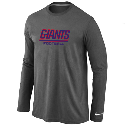 Nike New York Giants Authentic font Long Sleeve T-Shirt D.Grey