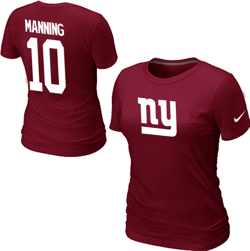Nike New York Giants Eli Manning Name & Number Women's T-Shirt Red