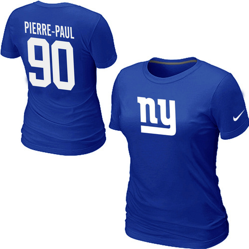 Nike New York Giants Jason Pierre-Paul Name & Number Women's T-Shirt Blue