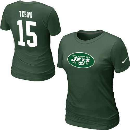 Nike New York Jets Tim Tebow Name & Number Women's T-Shirt Green Nike New York Jets Tim Tebow Name & Number Women's T-Shirt Green