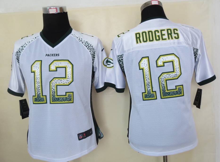 Nike Packers 12 Aaron Rodgers White Women Elite Drift Jersey