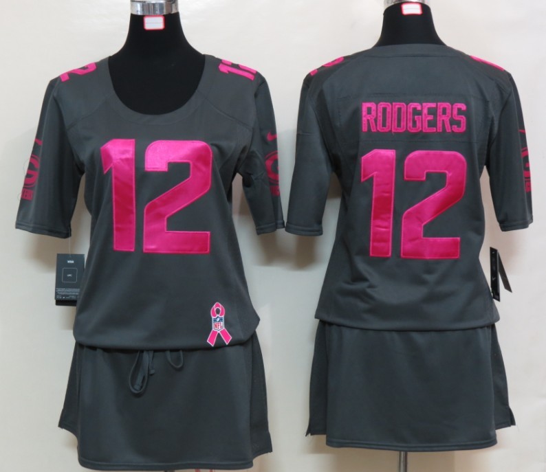 Nike Packers 12 Rodgers Elite breast Cancer Awareness Dark Grey Women Jerseys