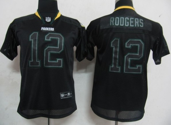 Nike Packers 12 Rodgers Lights Out Black Elite Kids Jerseys