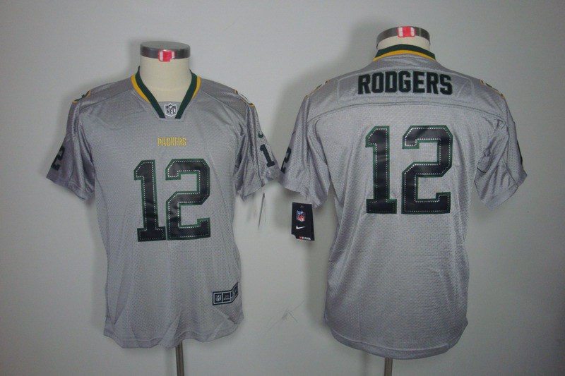 Nike Packers 12 Rodgers Lights Out Grey Elite Kids Jerseys