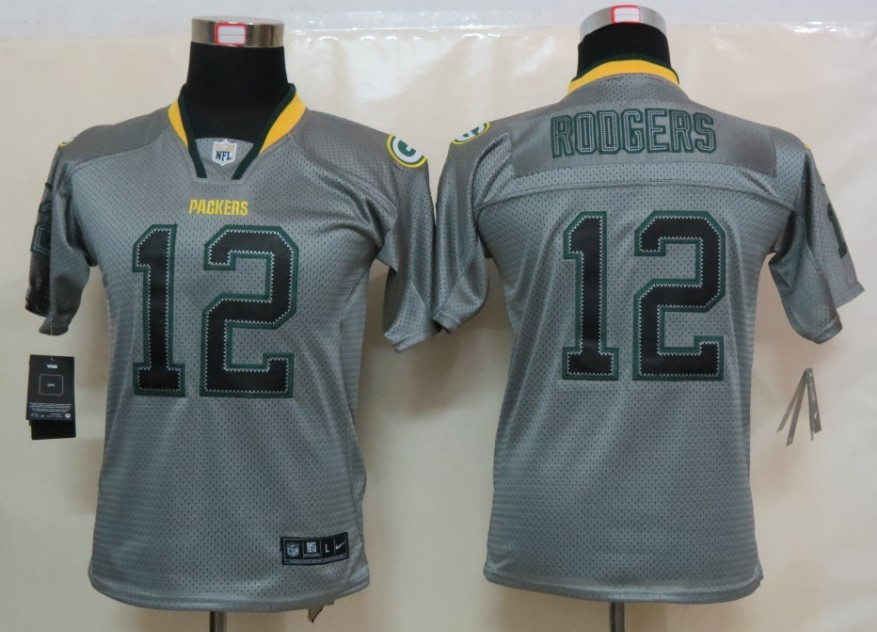 Nike Packers 12 Rodgers Lights Out Grey Kids Elite Jerseys