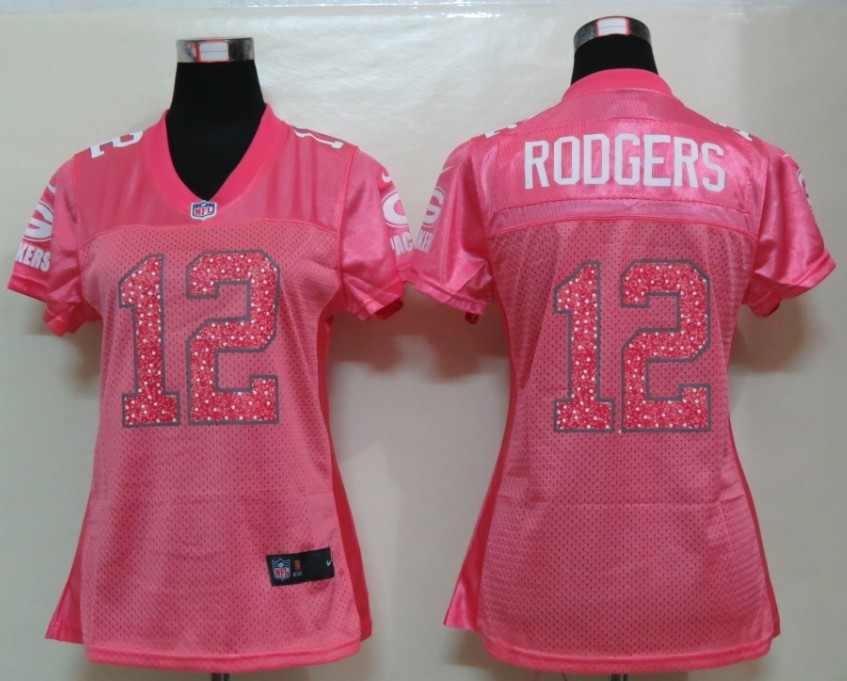 Nike Packers 12 Rodgers Pink Fem Fan Women Elite Jerseys
