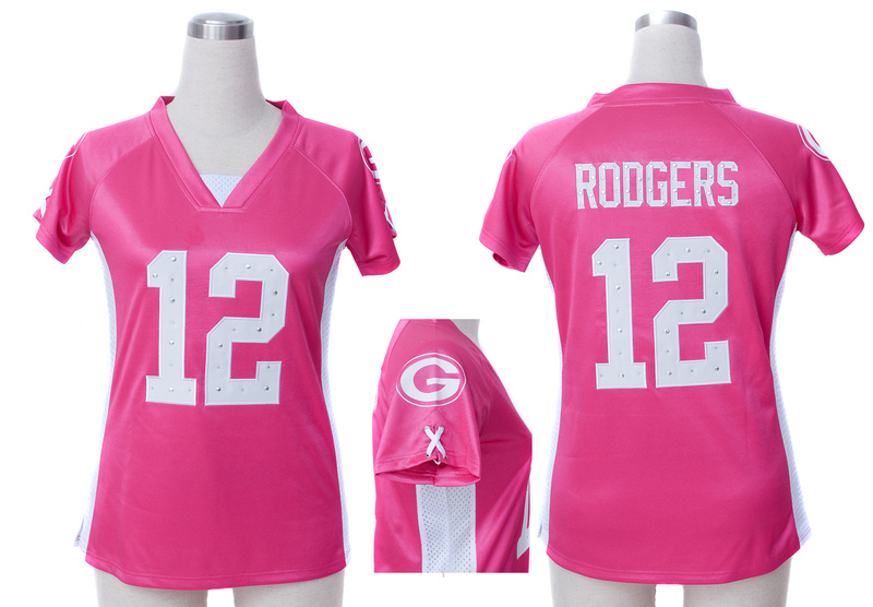 Nike Packers 12 Rodgers Pink Women Draft Him II Top Jerseys