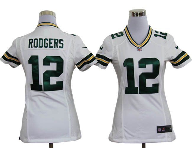 Nike Packers 12 Rodgers White Women Game Jerseys