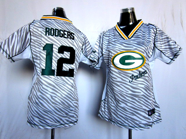Nike Packers 12 Rodgers Women Zebra Jerseys