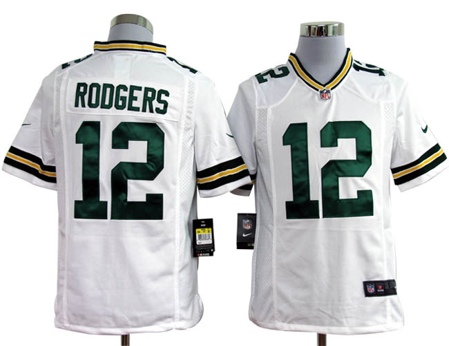 Nike Packers 12 Rodgers white Game Jerseys