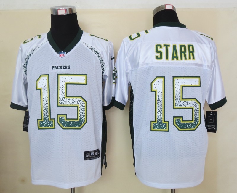 Nike Packers 15 Starr White Elite Drift Jersey