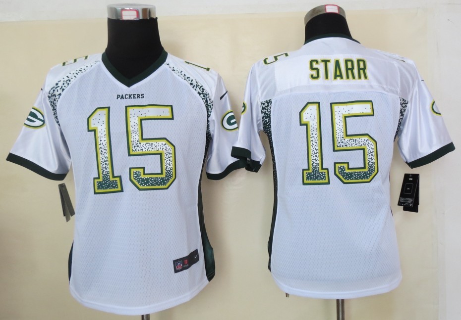 Nike Packers 15 Starr White Women Elite Drift Jersey - Click Image to Close