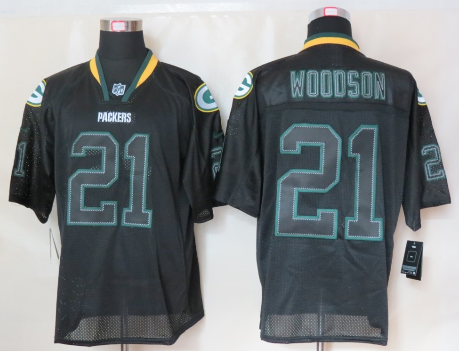 Nike Packers 21 Woodson Black Elite Jerseys